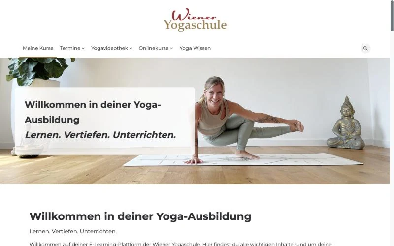 Startseite der E-Learning-Plattform der Wiener Yogaschule